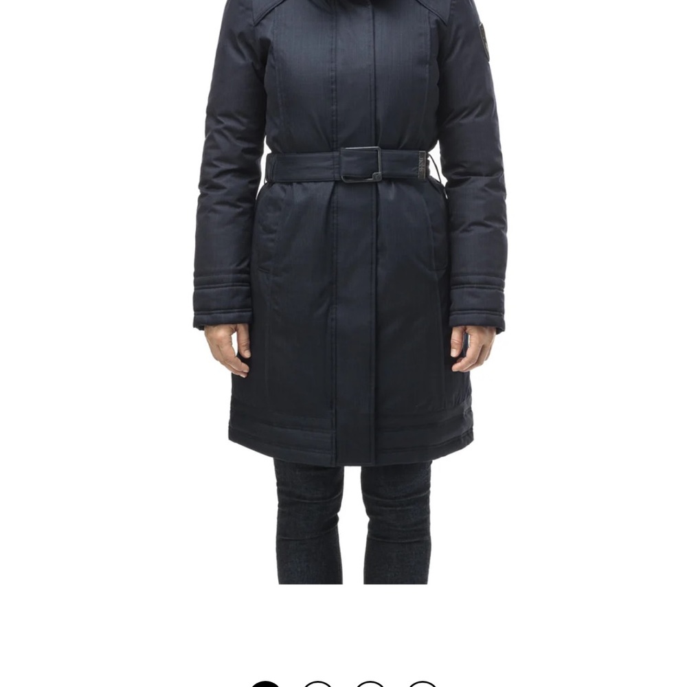 Elegant Dark Blue Belted Trench Coat